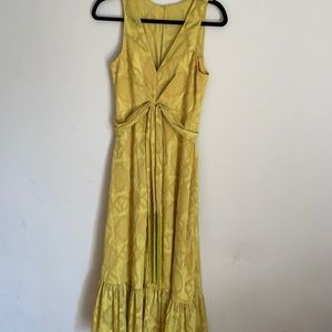 Sachin and Babi Anthropologie Yellow Printed Jacquard Midi Dress NWT